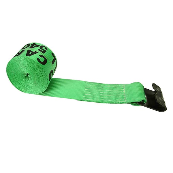 3" x 40' Winch Strap with Flat Hook, 340FH-GRN